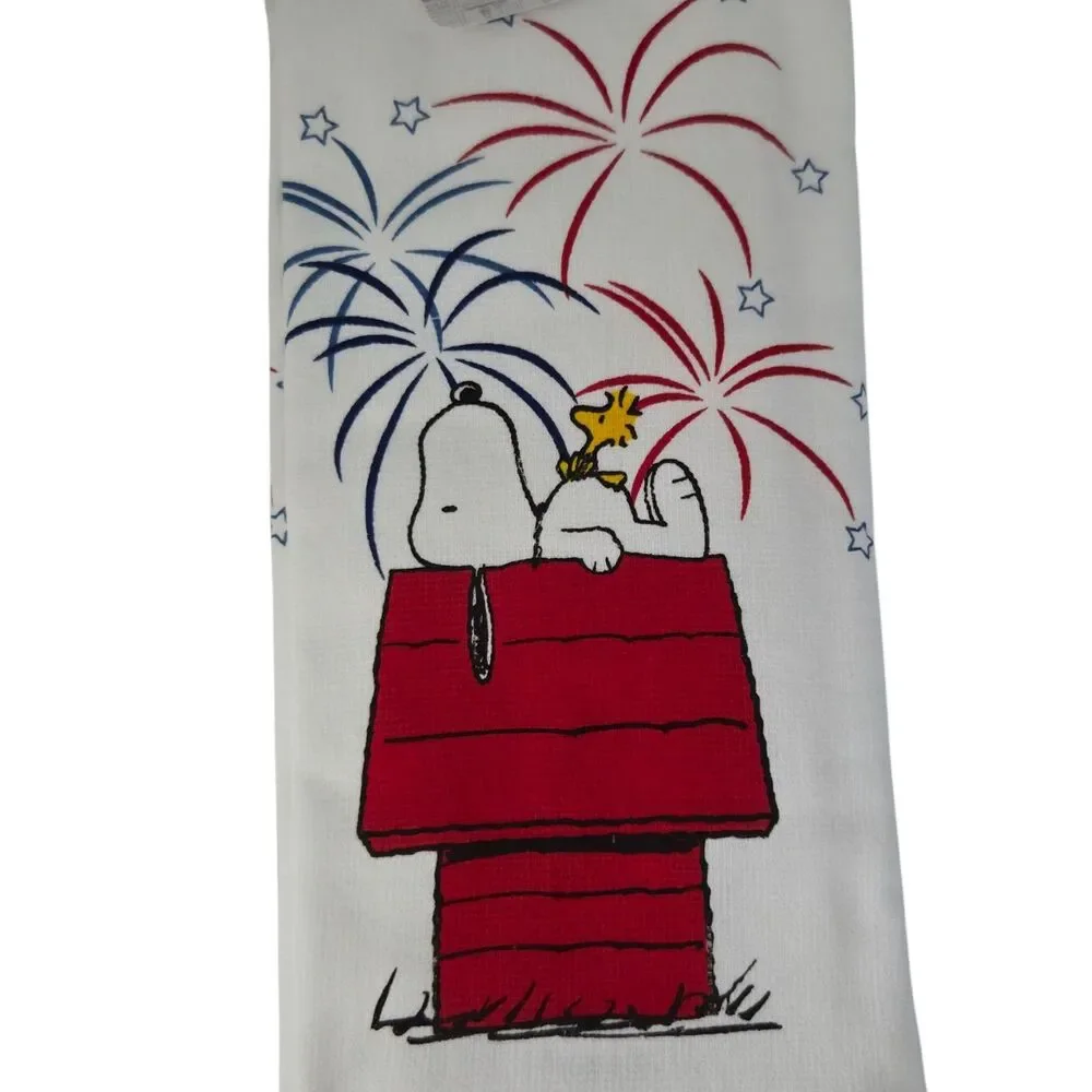 Peanuts 2pc Snoopy and Woodstock 4th Of July Americana Kitchen‎ Towels  16x26in